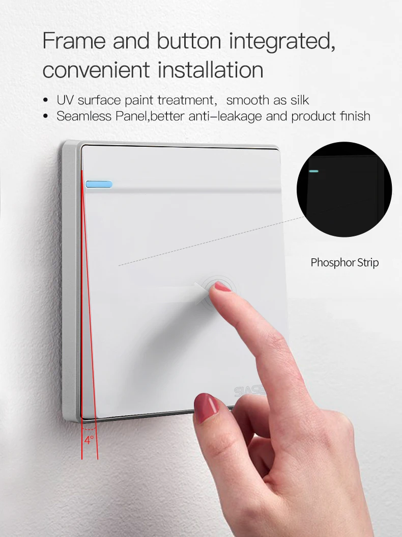 AC power newly frameless home switches 2 gang metal light switch