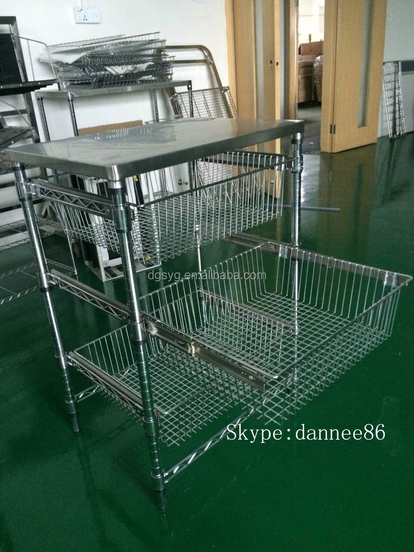 Wire Shelving Trolley With Sliding Wire Basket Buy Kitchen Trolleys