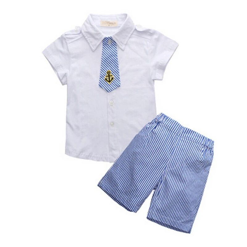 2015 New Hot Baby Boy Clothing Set Children T Shirts+ Striped Shorts Kids Clothes Boys Roupas Infantis Menina Retail Summer
