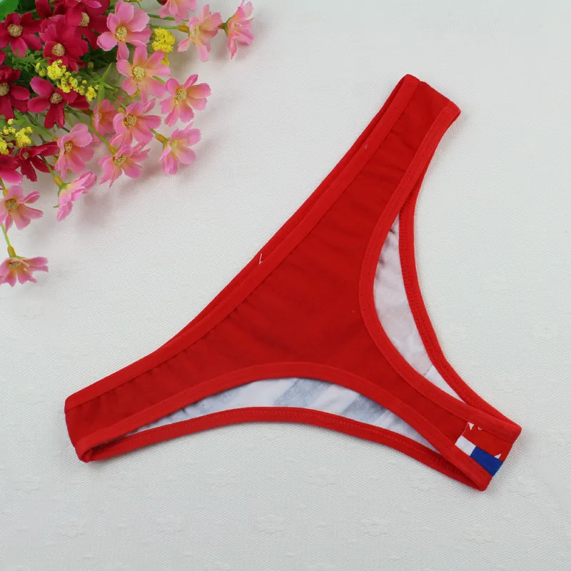 Stock Intimate cotton national flag star stripe Sey panties string lingerie thongs g string Briefs Underwear Women Girls Summer