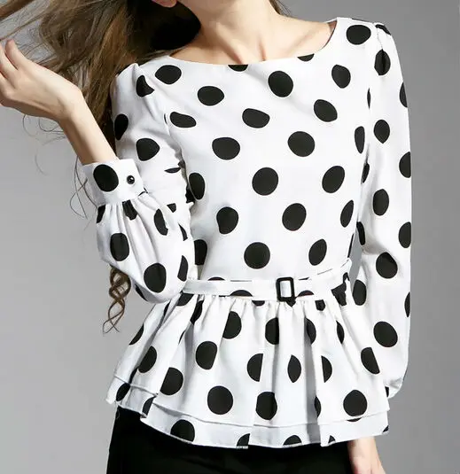 china supplier chiffon blouse black and white polka dot sleeve peplum top buy china supplier chiffon blouse black and white polka dot sleeve peplum top buy