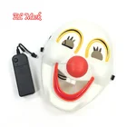 EL Wire Light Up Red Nose Clown Mask Led Glowing Halloween Costume Masquerade Mask Flashing Party Props