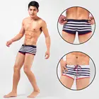 Men Swim Briefs Stripe Beachwear Swim Trunks