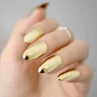 Golden Acrylic False Nail Metal Mirror Fake Nail Medium Sharp Stiletto Nails for Lady Party Finger Tips Good Quality Product N29