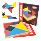 Wholesale best sale kids wooden Chinese tangram colorful wooden tangram puzzle wooden brain teaser puzzle
