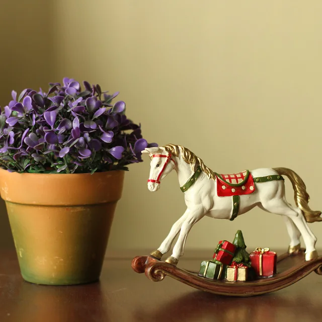 wholesale resin handicraft rocking horse christmas gifts