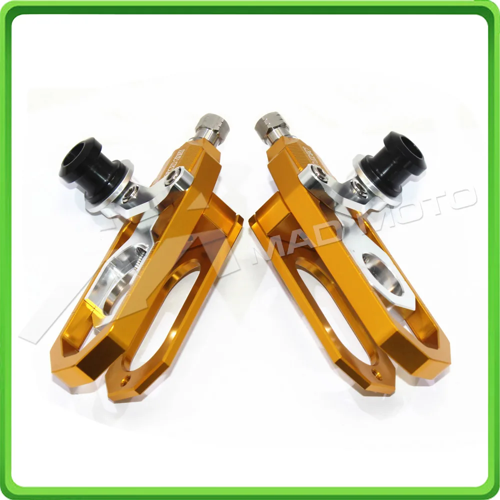 Motorcycle Chain Tensioner Adjuster with bobbins kit for Yamaha R6 YZF-R6 2006 2007 2008 2009 2010 2011 2012 Gold&Silver (3)