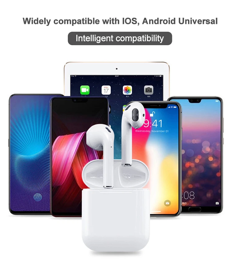 TWS-i12 earphones binaural call wireless stereo with charging box headphones sports earplugs - ANKUX.COM