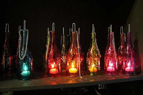 European zakka glass candle holder glass bottle home decoration printing wedding festival