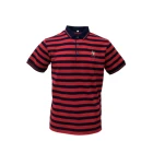 Men 95% Cotton 5% spandex Black And Red Embroidered Stripe Polo T Shirt