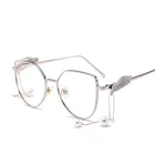 PC Lens Wing Sun Glasses Can Matched With Chain Pearl Men Women Metal Cateye Sunglasses
