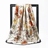 Cheap Wholesale Classic Floral Print Satin Scarf Best Seller Silk Feeling Satin Scarf For Women