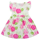 RTS New arrival Summer girls flutter dress cute flower printing design wholesale knitted cotton kids clothing