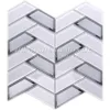 Customized Irregular Shape Trapezoidal Beveled Wavy Kitchen White Glass Mix Marble Mirror Subway Tile For Wall