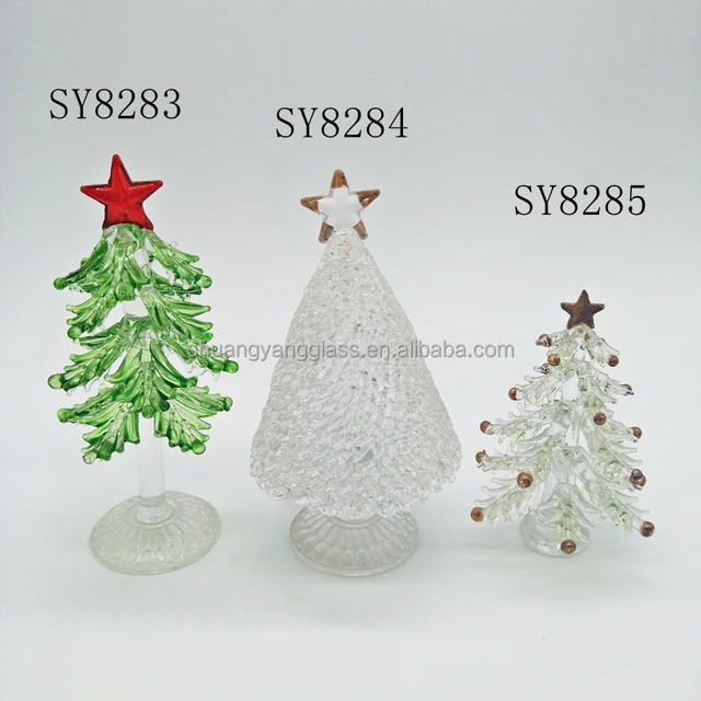 hot sale premium clear glass christmas tree mini lampworking