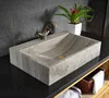 China Wholesale Factory Price Rectangular Counter Top Bathroom Vanity Stone Cabinet Basin