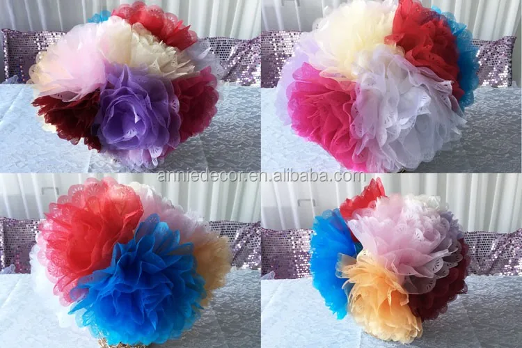 New design lavender banquet chair sash organza flower wedding chair sash