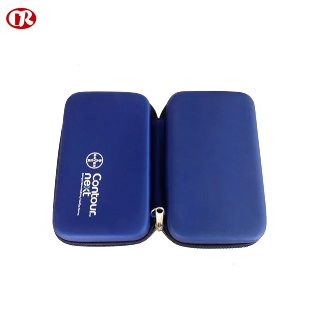 Blue color multi-function storage double-deck zipper closure eva cosmetic bag