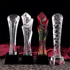 Red Orange Gold Transparent Golf Foot Soccer Sports Torch Blanks Crystal Glass Award Trophies Custom