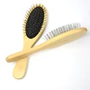 Small wooden hair brush oval black cushion stainless steel hair brush