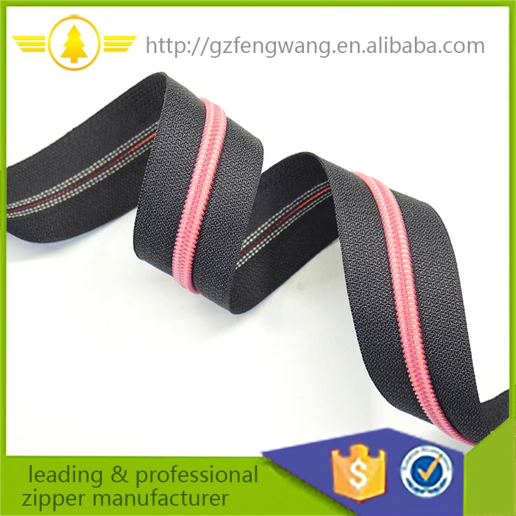 Top sale high quality wholesale long chain in rolls nylon zips zippers 