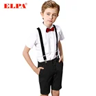ELPA high quality casual baby boys dress short shirt + suspender pants suit summer clothes set