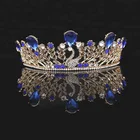 Genya blue crystal bridal crown hair accessories peacock shaped wedding party crown headband