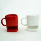 Creative Design Plain Blank Red And White Ceramic Coffee Mugs With Big Handle