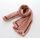 Kids twill wave lace cotton scarf with ball