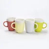 New bone china solid color belly shape coffee mug with embossment