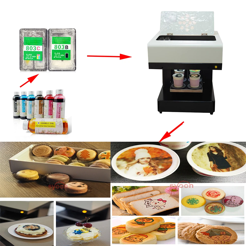 用于蛋糕巧克力咖啡和食品打印机的 hp 喷墨打印机的新颜色和黑色空可