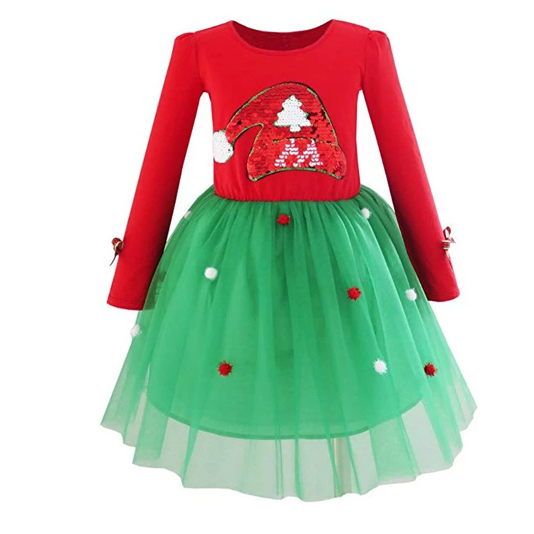 HYB52 рождественское платье для маленьких девочек рождественское платье для девочек детское хлопковое платье в горошек костюм-пачка для девочек с Санта Клаусом