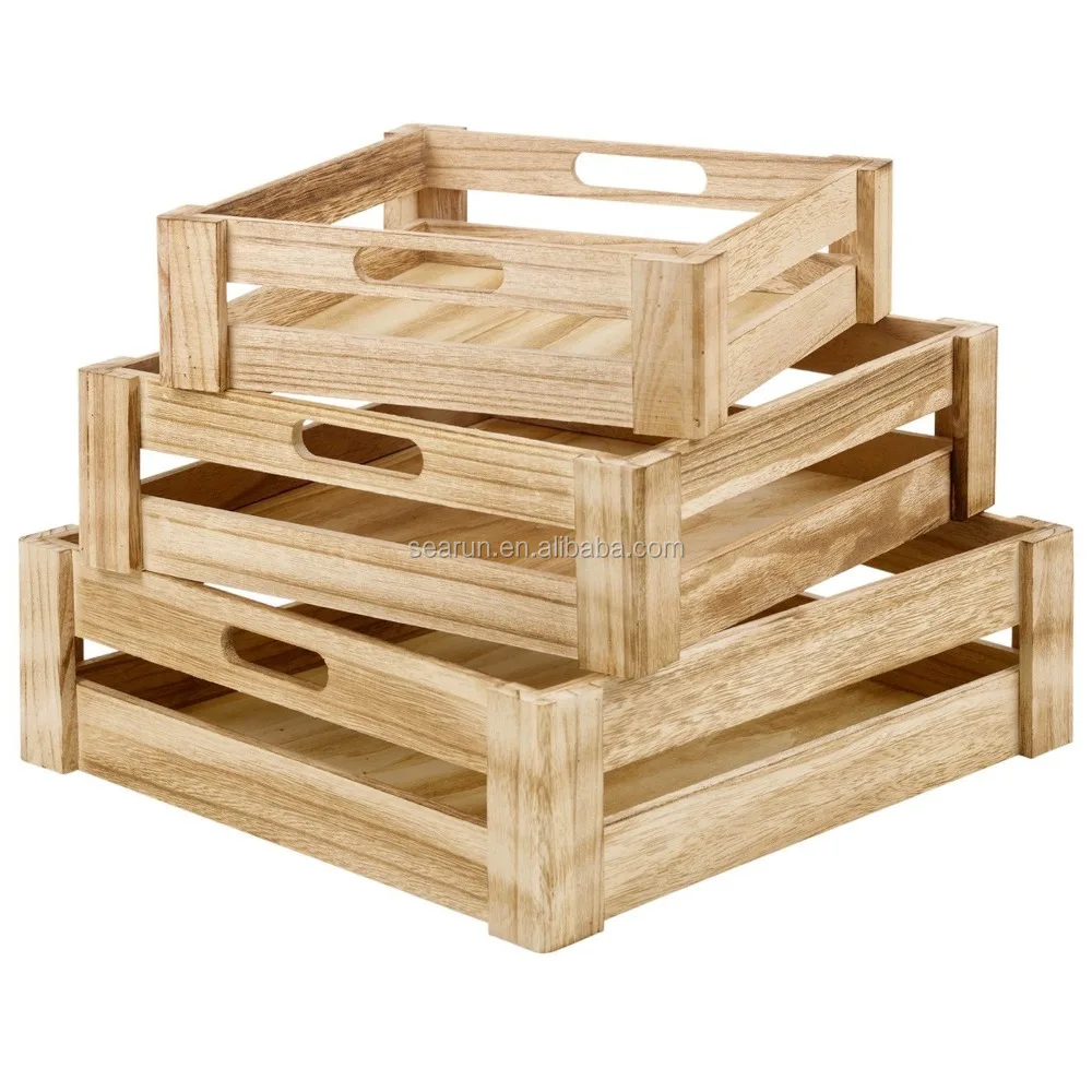 slatted storage crate wood vintage market display hamper gift