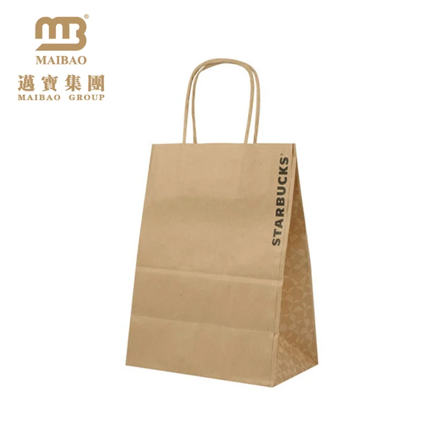 custom twisted handle brown kraft paper paperbag