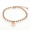 lobster clasp rose gold permanent love charm pendant stainless steel beaded jewelry bracelet women