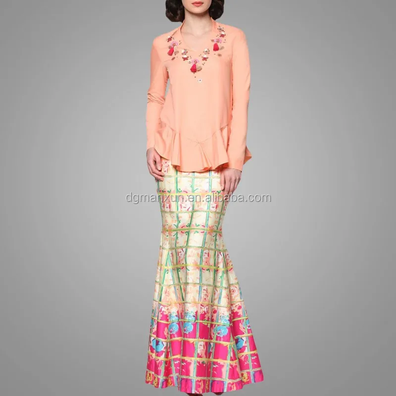 fashion modern printing beading malaysia baju kurung