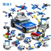 KAZI 305pcs 16in1 Police Helicopter car Building Blocks Compatible Legoed City Construction Bricks Toys For children brinquedos