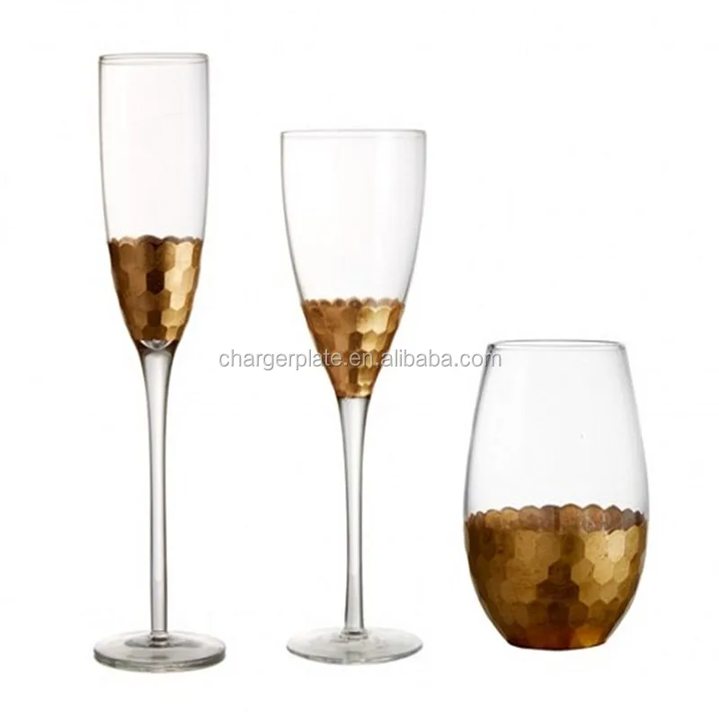 factory gold silver brilliant unique stemless&stem wine glass