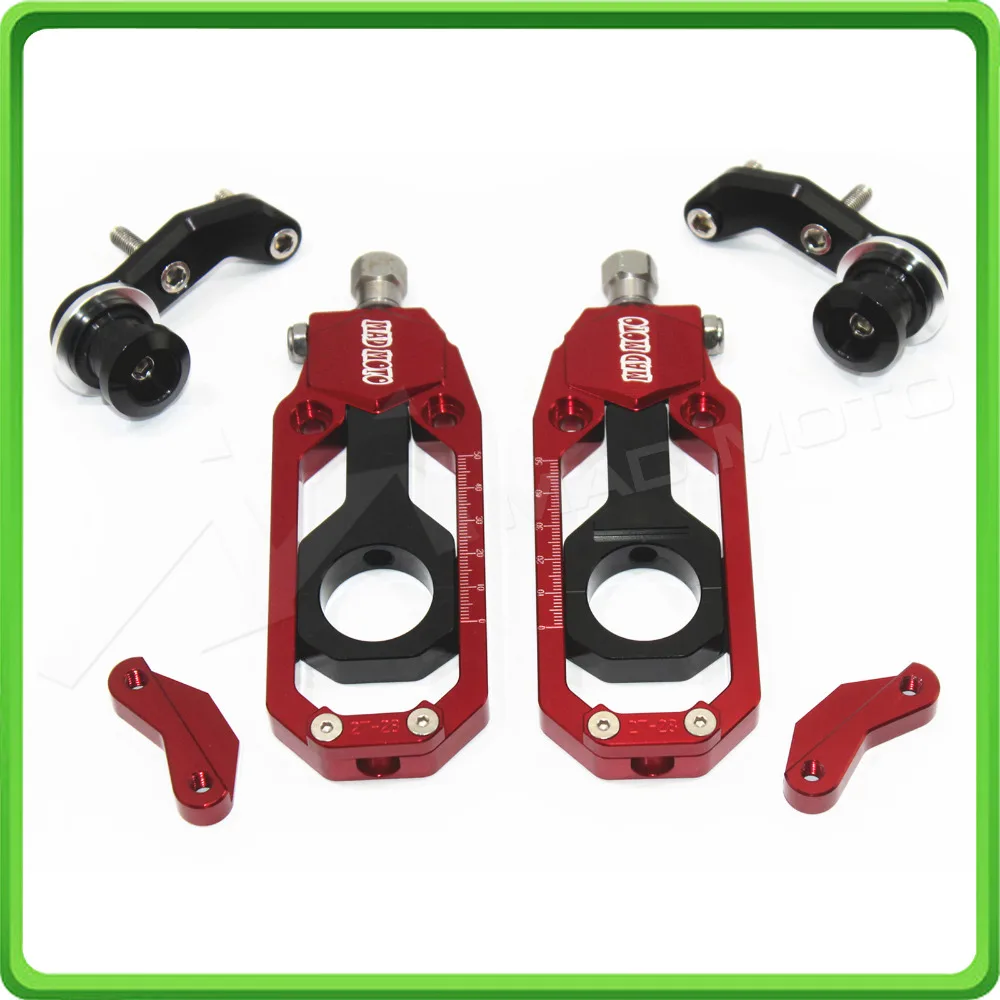 Motorcycle Chain Tensioner Adjuster with bobbins kit for Yamaha FZ1 2006 2007 2008 2009 2010 2011 2012 2013 2014 2015 Red&Black (11)
