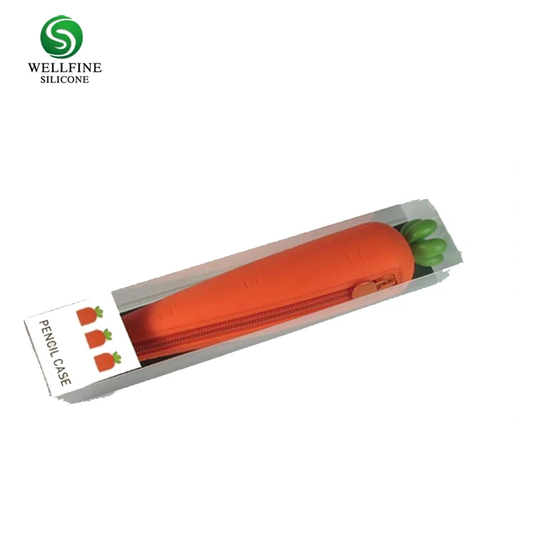 creative carrot silicone pencil case for kids