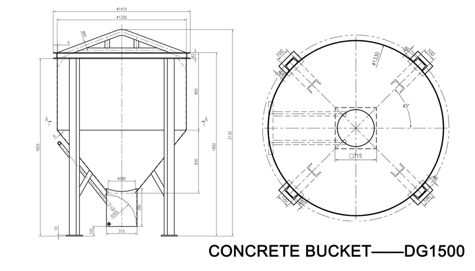 Concrete Skip/ Concrete Bucket/ Concrete Kibble, View Manual crane