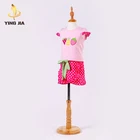 Children Outside Wear Plain Pink Knitting Short sleeve Top Baby Girl Matching Clothing Set