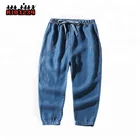 Latest design embroidered elastic belt jeans pants for baby girl