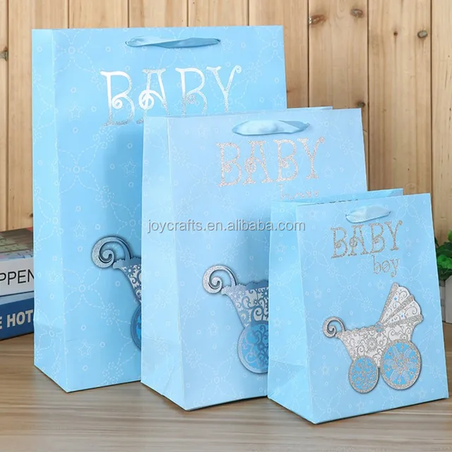 baby shower gift boy blue luxurious carriage paper bag