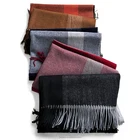 Woolen Thick Fashionable Cashmere Plaid Tartan Scarf With Tassel