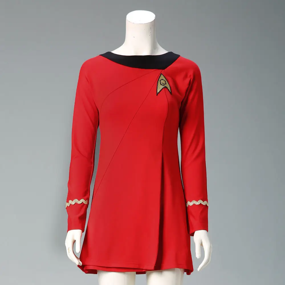 Classic Star Trek Female Duty TOS Red Uniform Dress Halloween Costume Adult New2