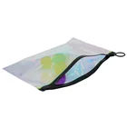 Custom logo Shiny color PVC Hologram cosmetic bag holographic zipper pouch for makeup toiletry