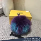 custom faux fur ball shape pom pom key chain promotion keychain in any diameter