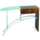 Modern half Wood overlaid and half Stainless Nail technician tables used nail salon equipment TKN-12715