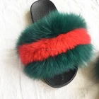 Customize genuine fox fur Slide sandals popular fur Slippers for Women